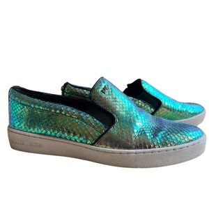 Michael Kors Keaton Slip on in Iridescent Snake embossed leather size 8.5